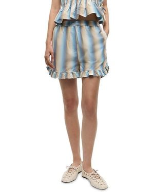 Ganni Ombre Striped Ruffled Shorts - Blue