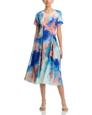 Misook Watercolor Midi Dress - Blue