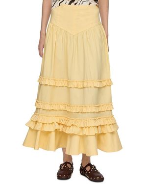 Ganni Stretch Cotton Maxi Skirt - Yellow