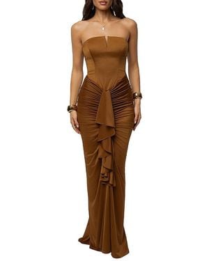 JLUXLABEL Isabella Strapless Maxi Gown - Brown