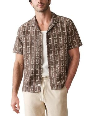 Marine Layer Patterned Dobby Resort Shirt - Brown