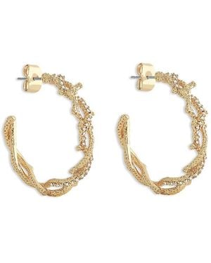 Anabel Aram Pave Coral Hoop Earrings - Metallic