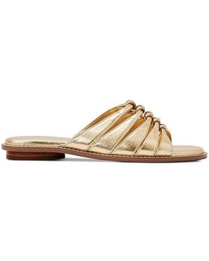 Reiss Agnes Metallic Leather Sandals - Natural