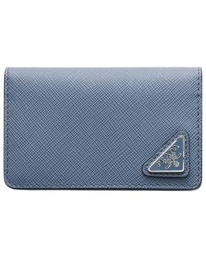 Prada Saffiano Leather Card Holder - Blue