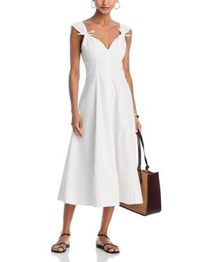 Aqua Cotton Poplin Midi Dress - White
