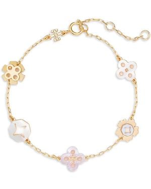 Tory Burch Forget Me Not Mother Of Pearl Flex Bracelet - White