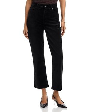 FRAME Le Sleek Velvet Straight Jeans - Black