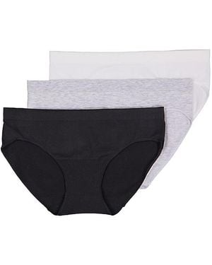 BRABAR Comfy Undies Cotton Stretch Bikini Blk, Gry, Wht 3 Pack - White