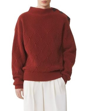 Lanvin Wool Sweater With Diamond Detail - Red