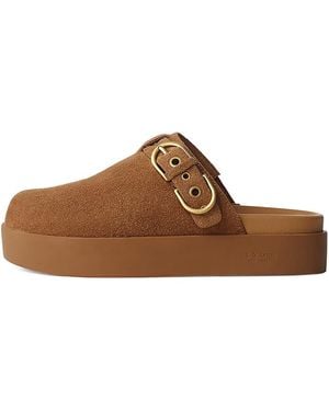 Rag & Bone Geo Buckle Platform Clogs - Brown
