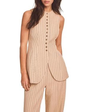 Mint Velvet Pinstripe Longline Waistcoat - Natural