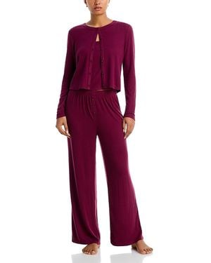 Honeydew Intimates Blissful Cardigan, Cami & Pants Pajama Set - Red