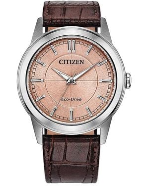 Citizen Rolan Leather Strap Watch, 41Mm - Gray