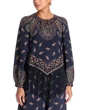 Sea Ellery Printed Fringe Top - Blue