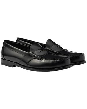 Prada Brushed Leather Loafers - Black
