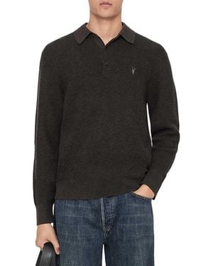AllSaints Long Sleeve Polo Sweater - Black