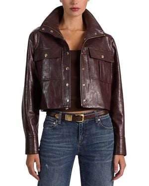 Alice + Olivia James Faux Leather Cropped Jacket - Black
