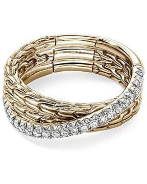 John Hardy 14K Jh Essentials Diamond Pave Crossover Ring - White