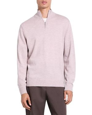 Theory Hilles Cashmere Quarter Zip Sweater - Pink