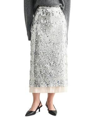 Luvee Mable Sequin Midi Skirt - Gray
