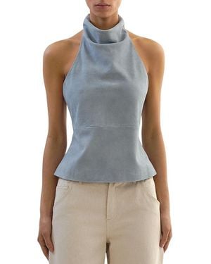 Lamarque Suede Halter Neck Top - Blue