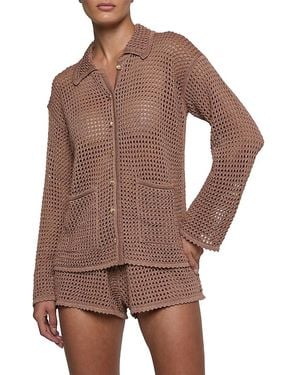L'Agence Mariana Pointelle Knit Sweater - Brown