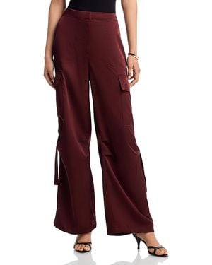 Aqua Drawstring Hem Cargo Pants - Red