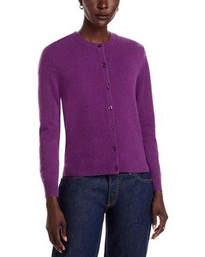 C by Bloomingdale's Cashmere Cashmere Crewneck Cardigan Sweater - Purple