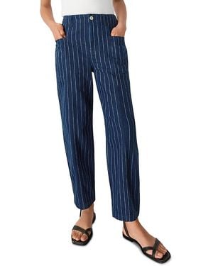 Whistles Pinstripe Barrel Leg High Rise Jeans - Blue