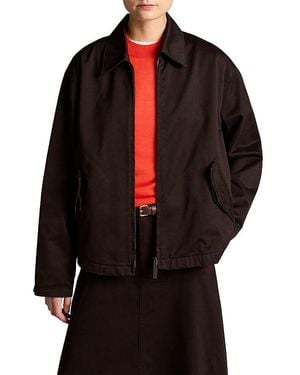 Vince Washed Cotton Zip Front Jacket - Black