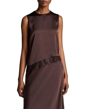 Vince Lace Trim Satin Asymmetric Shell - Purple