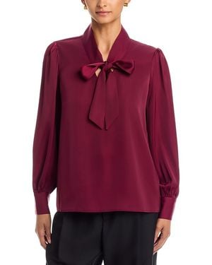 Tahari Bow Neck Tie Blouse - Red
