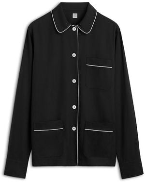 TOTEME Piped Silk Pj Top - Black