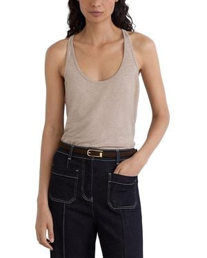 Reiss Lidie Linen Scoop Neck Tank Top - Blue