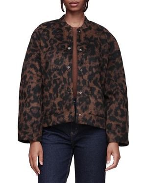 Bagatelle Textured Animal Print Bomber Jacket - Black