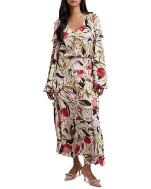 Ted Baker Candici Frill Floral Midi Skirt - White