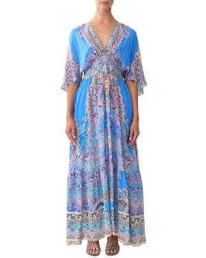 CAMILLA Silk Maxi Dress - Blue
