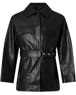 Moose Knuckles Belted Leather Field Jacket - Black