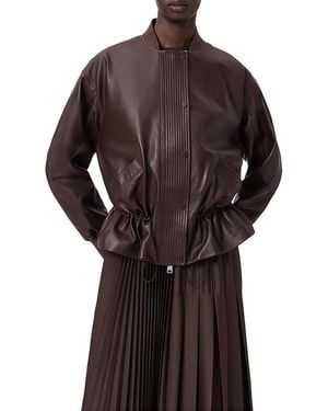 AllSaints Sofi Leather Bomber Jacket - Brown