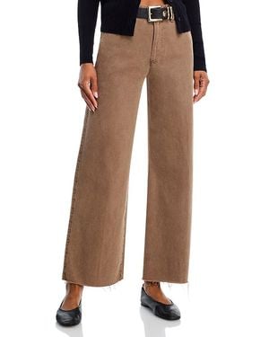 PAIGE Anessa High Rise Raw Hem Wide Leg Jeans - Brown
