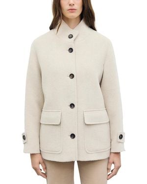 Gerard Darel Alay High Collar Flap Pocket Coat - White