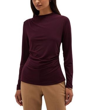 Hobbs Oriana Ruched High Neck Top - Purple