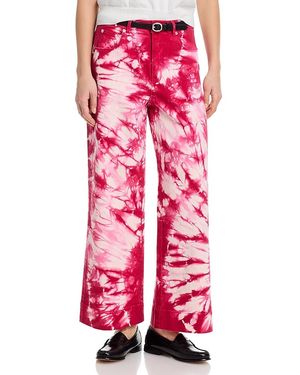 Cinq À Sept Betsy Tie Dye High Rise Wide Jeans - Red