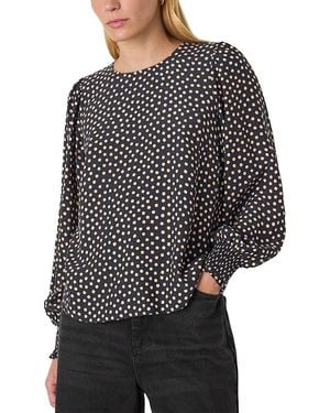 Whistles Spot Shirred Cuff Blouse - Black