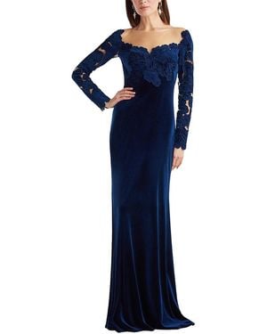 Tadashi Shoji Rhyne Embroidered Velvet Gown - Blue