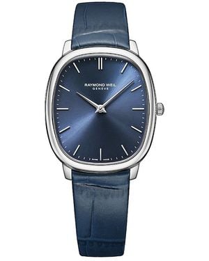 Raymond Weil Toccata Heritage Quartz Leather Strap Watch, 31Mm X 36Mm - Blue