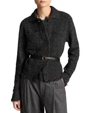 Vince Cashmere Shrunken Donegal Jacket - Black