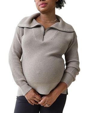 Ingrid & Isabel Maternity Zip Front Sweater - Grey