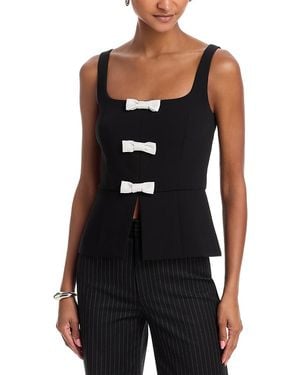 French Connection Azra Peplum Bow Top - Black