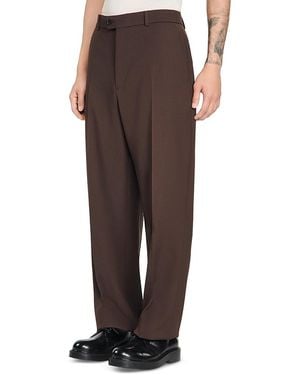 Sandro Oversized Fit Wool Suit Pants - Brown